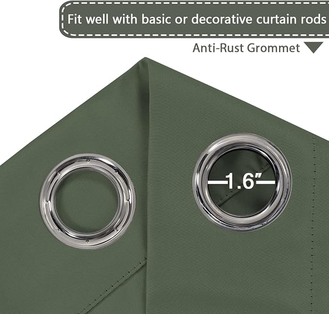 H.VERSAILTEX Blackout Patio Curtains 100 x 96 Inches for Sliding Door Extral Wide Blackout Curtain Panels Thermal Insulated Room Divider - Grommet Top, 8' Tall by 8.5' Wide - Bronze Green