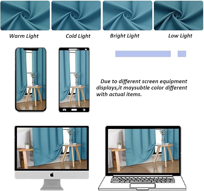 Simplebrand Ava Turquoise Blackout Curtains for Bedroom 72 Inch Length 2 Panels Set, Privacy Thermal Insulated Rod Pocket Door Window Curtains for Patio French Front Door, W40 x L72 Inch