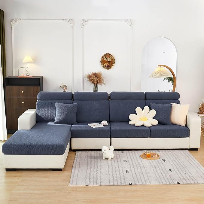 Sofa Covers Couch Covers for Sofa Pet Friendly Couch Cushion Covers Universal Sofa Covers Washable Stretch Slipcovers for Sectional Sofa (Texture Metal Gray,Headrest Cover)