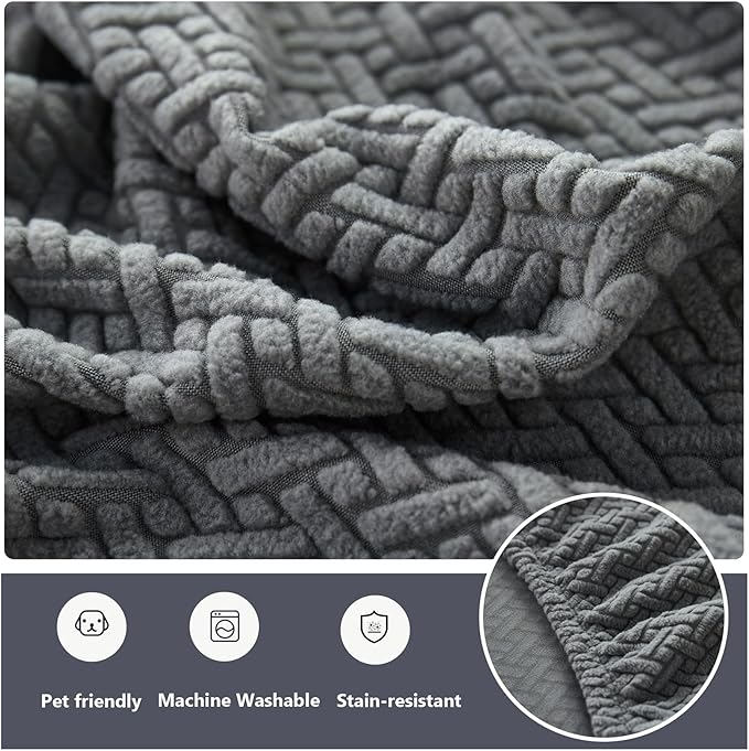 Couch Cushion Covers for Sofa Couch Covers Wear-Resistant Universal Sofa Cover Washable Stretch for Sectional Slipcovers (Texture-Gray,Extra Large Single Seat Cover)