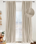100% Blackout Shield Linen Blackout Curtains for Bedroom 72 Inches Long, Back Tab/Rod Pocket Living Room Drapes, Thermal Insulated Blackout Curtains 2 Panels Set, 50" W x 72" L, Oatmeal