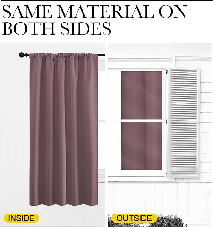 NICETOWN Blackout Curtains for RV Windows, Dry Rose, 29" by 20", 2 Panels, Room Darkening Window Curtain Panels, Easy-Care Solid Thermal Insulated Draperies/Drapes for Daughter Room