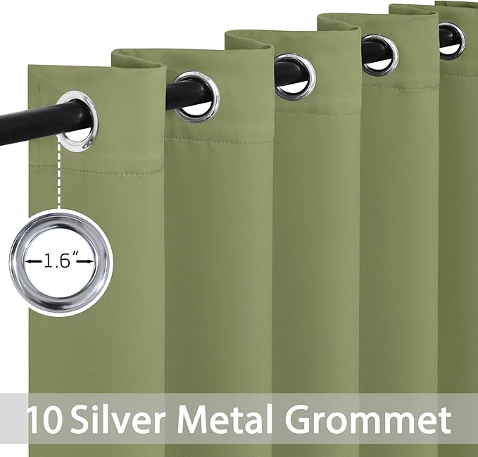 Yakamok 84 Inch Length Blackout Curtains for Bedroom, Light Blocking Drapes Room Darkening Thermal Insulated Solid Grommet Panels for Living Room, (62Wx84L, Sage Green, 2 Panels)