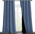 NICETOWN Insulated 100% Blackout Curtains, Noise Reducing Performance Drapes with Black Lining, Full Light Blocking Draperies for Overnight Shift Worker (Stone Blue, 1 Pair, 55 inches x 96 inches)