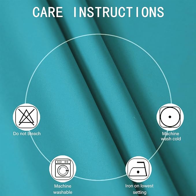 LEMOMO Blackout Curtains 66 x 54 Inch Long Teal Curtains Set of 2 Panels Room Darkening Curtains for Bedroom and Living Room