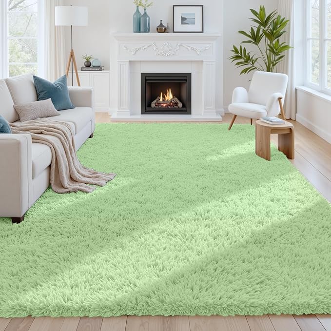 6x9 Area Rugs for Living Room Rug: Soft Fluffy Shag Mint Green Rugs for Bedroom, Non-Slip Large Fuzzy Plush Rug Indoor Floor Carpet for Nursery Kids Boys Girls Room, Dorms, Playroom, Modern Home Decor
