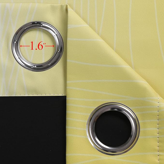 Estelar Textiler Black and Yellow Blackout Curtains 45 Inch Length, Full Light Blocking Gradient Grommet Drapes for Kitchen, Thermal Insulated Ombre Curtains for Bedroom, 42Wx45L, 2 Panels