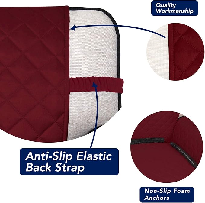 PureFit Reversible Quilted Sofa Cover, Water Resistant Slipcover Furniture Protector, Washable Couch Cover with Non Slip and Elastic Straps for Kids, Pets (Loveseat, Red/Ivory)