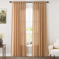 Camel Linen Curtains 84 Inches Long for Bedroom Back Tab Light Filtering Privacy Semi Sheer Drapes Modern Farmhouse Decor Camel Cotton Elegant for Living Room Curtain 2 Panels Set 52x84 Inch