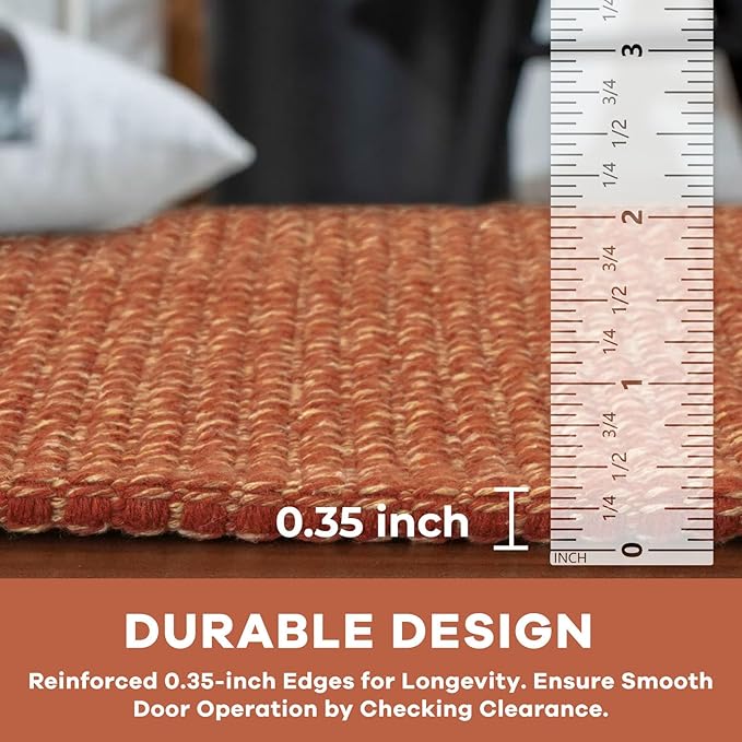 KOZYFLY Runners for Hallways 3x10 ft Washable Kitchen Runner Non Slip Rubber Backed Hallway Rugs Cotton Entryway Runner Rug Floor Carpet for Indoor Hall, Backdoor, Kitchen, Orange/Tan