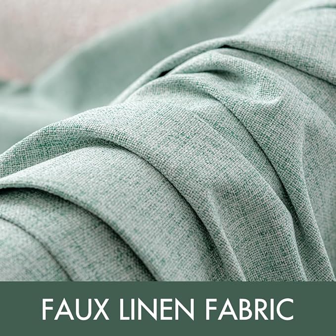 MIULEE Linen Blackout Curtains and Drapes 100% Room Darken Thermal Insulated Grommet Window Panels with Coating 2 PCs W 42 x L 84 inches Seafoam Green