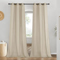 NICETOWN Linen Curtains for Windows 90 inch Long, Grommet Semi Sheer Vertical Drapes Privacy Added with Light Filtering for Doorway/Living Room, Angora, W42 x L90, 2 Pieces
