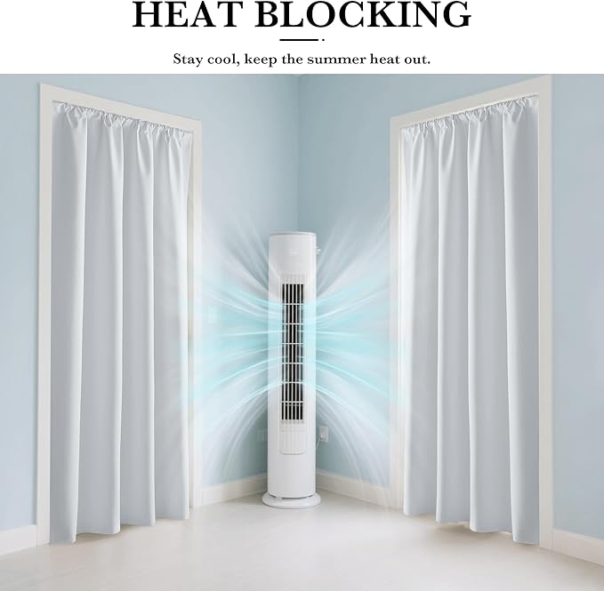 RYB HOME White 100% Blackout Curtains, Thermal Insulated Heat & UV Blocking Total Room Darkening Privacy Drapes for Bedroom Dining Living Room, Width 42 by Length 63, White, 2 Panels