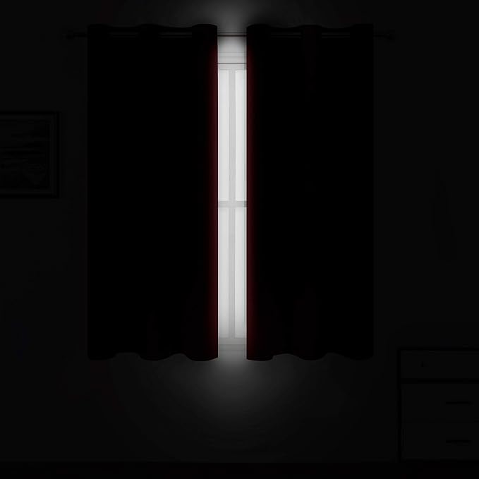 LEMOMO Red Blackout Curtains 40 x 63 Inch Length/Set of 2 Curtain Panels/Thermal Insulated Room Darkening Blackout Curtains for Bedroom