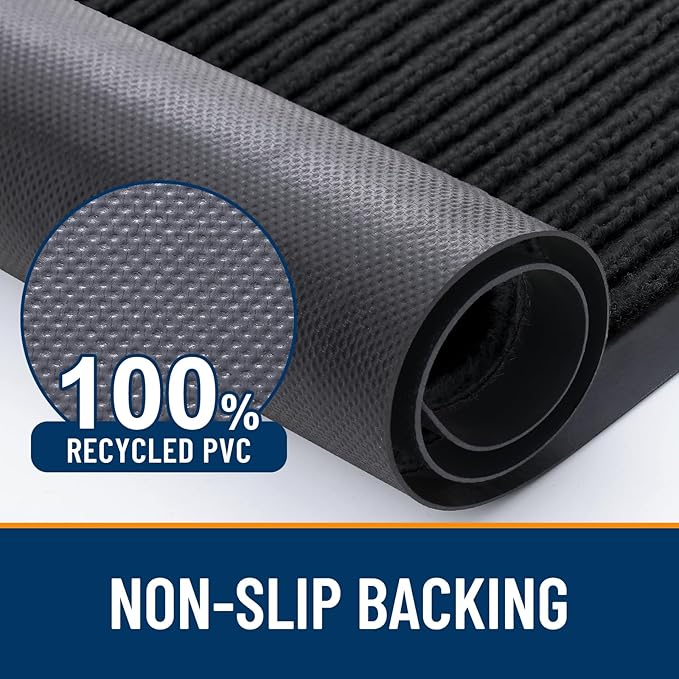 OLANLY Front Door Mat Indoor Outdoor Entrance, 2-Pack 47 x 32 Inch, Waterproof Heavy Duty Doormat, Fade Resistant, Low Profile, Easy Clean Patio Porch Welcome Floor Mats for Entry, Black