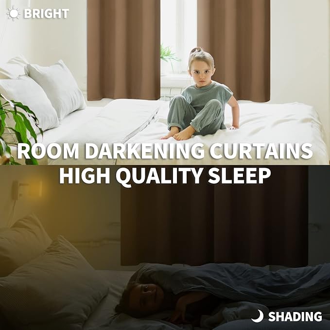 BGment Blackout Curtains for Bedroom - Grommet Thermal Insulated Room Darkening Curtains for Living Room, Set of 2 Panels (52 x 72 Inch, Taupe)