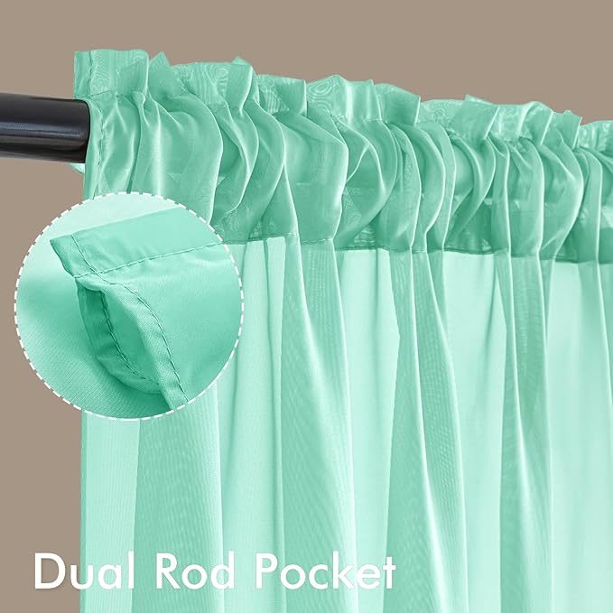 MIULEE Aqua Sheer Curtains 72 Inches Long, 4 Panels Set, Light Filtering Rod Pocket Voile Drapes for Living Room and Bedroom, Airy Soft Fabric Window Treatments, 42 x 72 Inches
