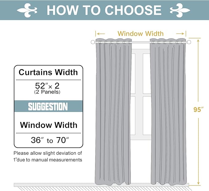 ChrisDowa 100% Blackout Curtains for Bedroom with Black Liner, 2 Thick Layers Total Blackout Thermal Insulated Grommet Long Window Curtains 2 Panels Set (Brown, 52 x 95 Inch)
