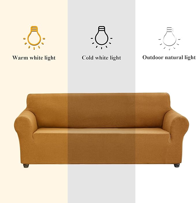 Joccun Stretch Loveseat Couch Cover Slipcover, 1-Piece Sofa Cover for 2 Cushion Couch Spandex Jacquard Washable Furniture Protector Cover for Living Room,Kids,Pets（Loveseat,Gold）