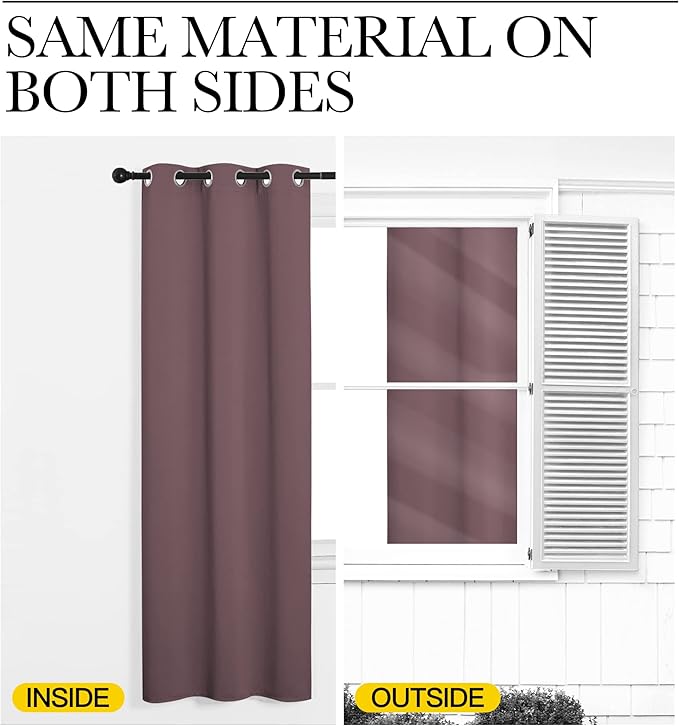 NICETOWN Bedroom Curtain Panels Blackout Draperies, Dry Rose, 1 Pair, 55 by 68-inch, Thermal Insulated Solid Grommet Blackout Curtains/Drapes