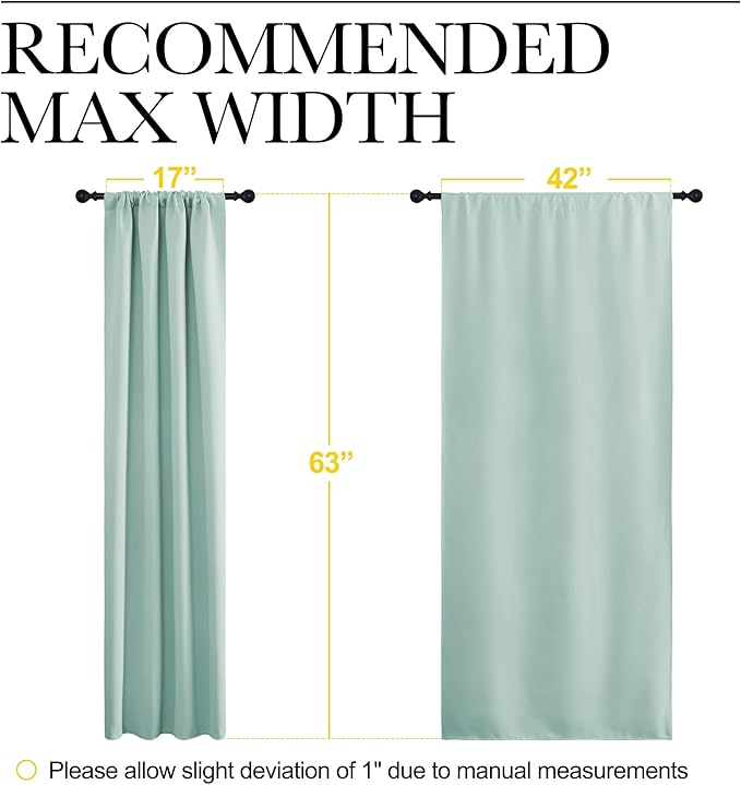 NICETOWN 2 Panels Blackout Curtains, Rod Pocket Thermal Insulated Curtains for Bedroom, Room Darkning Shading Blinds Modern Home Decoration for Living Room, Home Office, W42 x L63 in, Aqua
