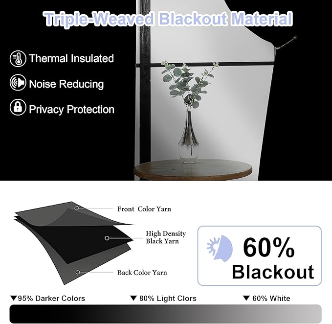 Simplebrand Ava Natural Blackout Curtains for Bedroom 84 Inch Length 2 Panels Set, Solid Thermal Insulated Privacy Living Room Window Treatment Curtains Blackout Drapes, W40 x L84 Inch, Natural