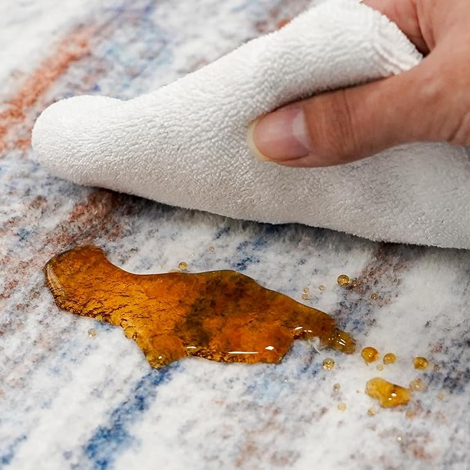 Large Runner Rugs for Hallway 4x20: Non-Slip Washable Wide Carpet - Soft Low-Pile Stain and Spill Resistant Rug for Entryway Living Room Dining Room Balcony Garage Office Navy Grey