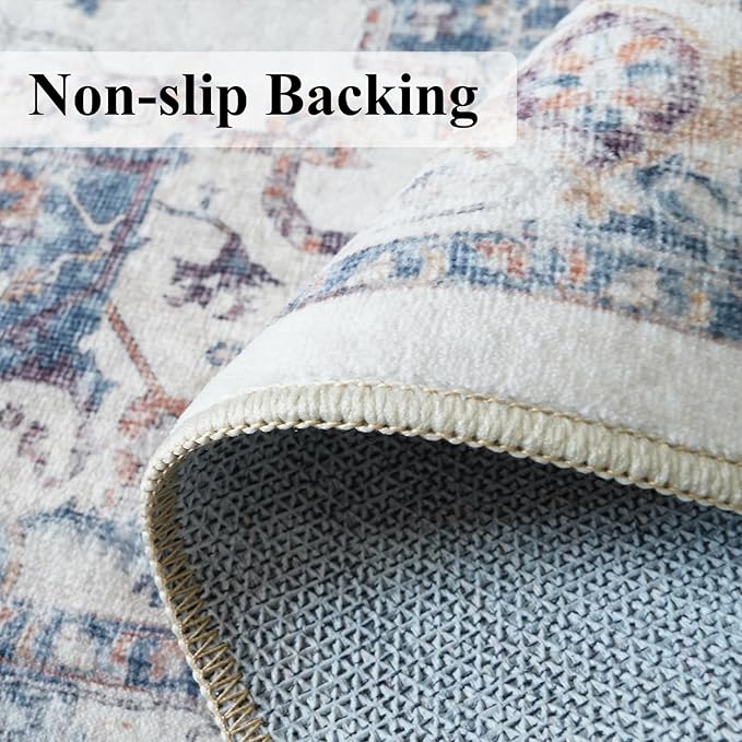 Hallway Washable Runner Rug - 2x3 Kitchen Rugs Entryway Rug Runner Vintage Soft Floor Mat Non Slip Indoor Farmhouse Carpet for Bathroom Living Room Bedroom (2 X 3, Brick)
