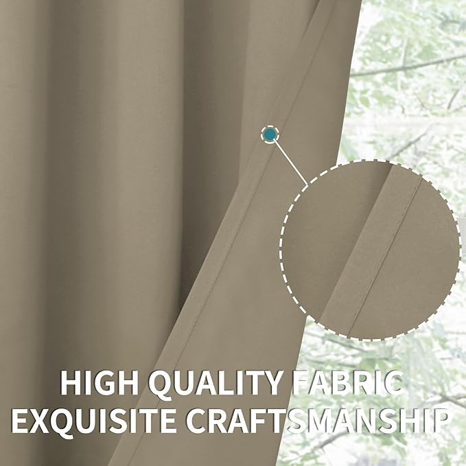 BGment Room Darkening Curtains 54 Inches Long - Grommet Thermal Insulated Drapes Window Treatment Curtains for Bedroom, 2 Panels, 38 x 54 Inch, Cocoa