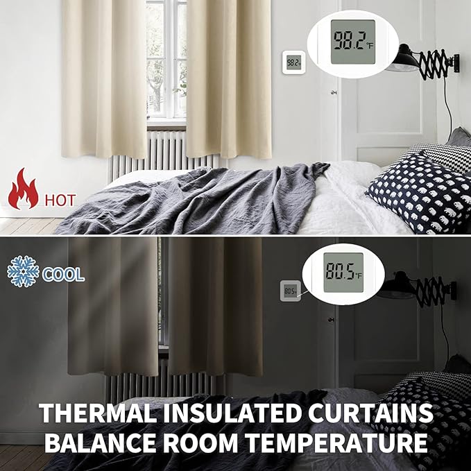 BGment Room Darkening Curtains 108 Inches Long - Grommet Thermal Insulated Drapes Window Treatment Curtains for Bedroom, 2 Panels, 52 x 108 Inch, Beige