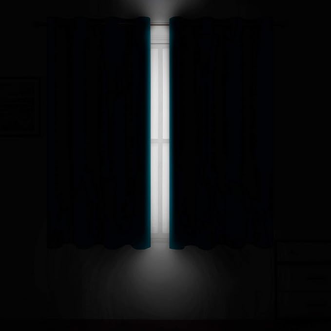 LEMOMO Teal/Turquoise Kids Blackout Bedroom Curtains/52 x 63 Inch/Set of 2 Panels Thermal Insulated Living Room Curtains