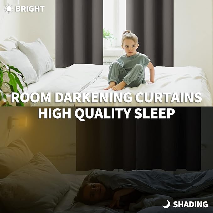 BGment Blackout Curtains for Bedroom - Grommet Thermal Insulated Room Darkening Curtains for Living Room, Set of 2 Panels, Each 46 x 54 Inch, Grey
