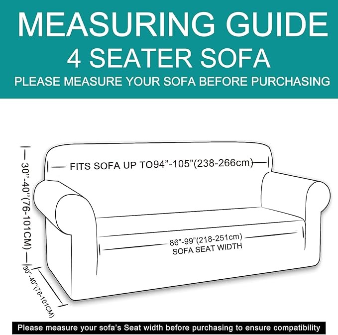 U-NICE HOME 4 Seater Stretch Couch Cover Sofa Cover Washable Sofa Slipcover Furniture Protector for 3 Cushion Couch Sofa Pet Friendly, Loden Frost