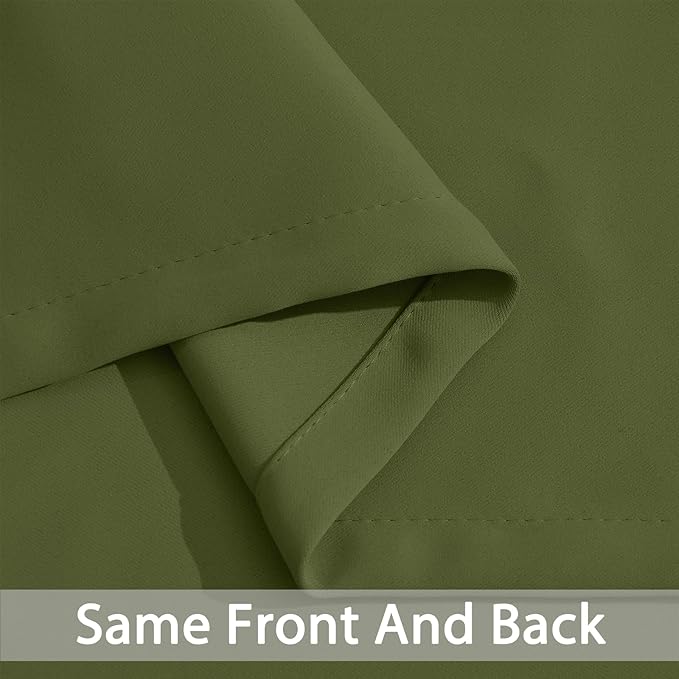 Yakamok Olive Green Curtains 84 Inches Length Blackout Curtain for Bedroom-Green Room Darkening Thermal Insulated Grommet Drapes for Living Room, 52W x 84L,2 Panels