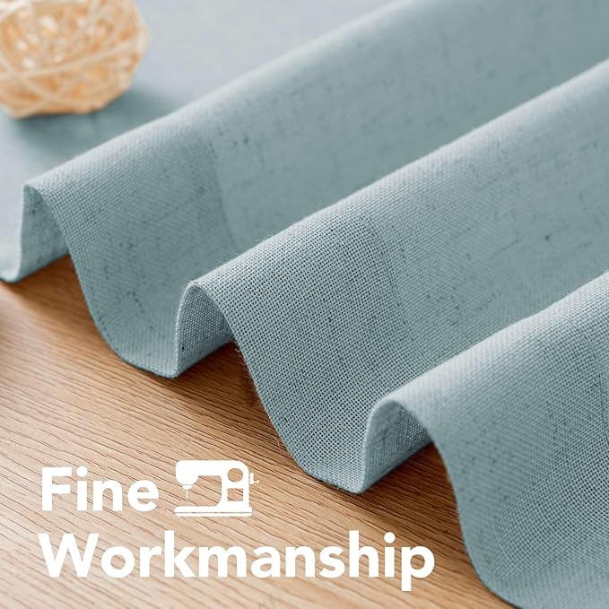 H.VERSAILTEX Living Room Linen Curtains - Semi Sheer, Nickel Grommet, Energy Saving, Light Filtering Window Treatments - Cloud Blue, 2 Panels, 52 x 72 Inch