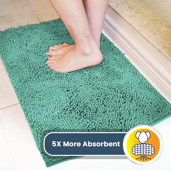Muddy Mat® | Super Absorbent Door Mat Indoor, Microfiber Quick Dry Chenille Entryway Rug, Non-Slip Front Door Mat, Indoor Mats for Entryway, Machine Washable Pet Rug, Seafoam Green 24" x 120"