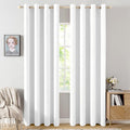 MIULEE 90 Inches Linen Textured Curtains for Bedroom 100% Blackout Thermal Insulated Bright White Grommet Room Darkening Drapes Luxury Decor for Living Room Nursery 52 x 90 Inch (2 Panels)