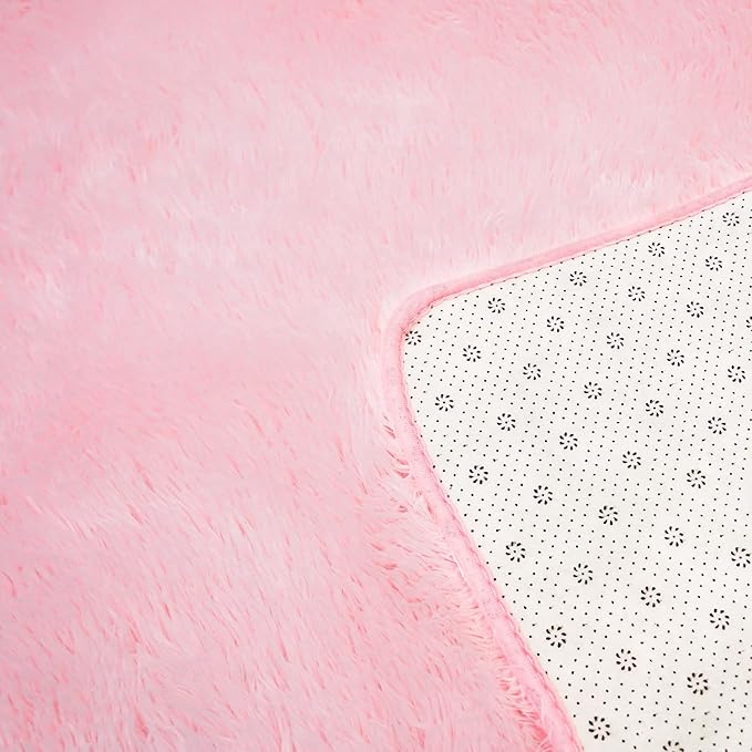 Shag Area Rugs for Bedroom Living Room,5X8 Ultra Soft Fluffy Area Rugs for Dorm, Indoor Carpet Nursery Rugs for Kids Girls Room Home Decor, Pink