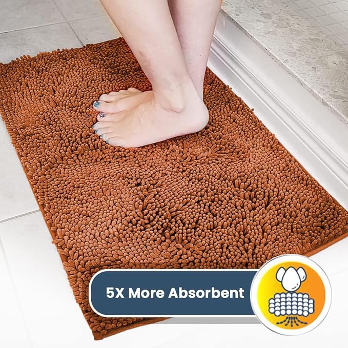 Muddy Mat® | Super Absorbent Door Mat Indoor, Microfiber Quick Dry Chenille Entryway Rug, Non-Slip Front Door Mat, Indoor Mats for Entryway, Machine Washable Pet Rug, Orange XXXL 72"X48"