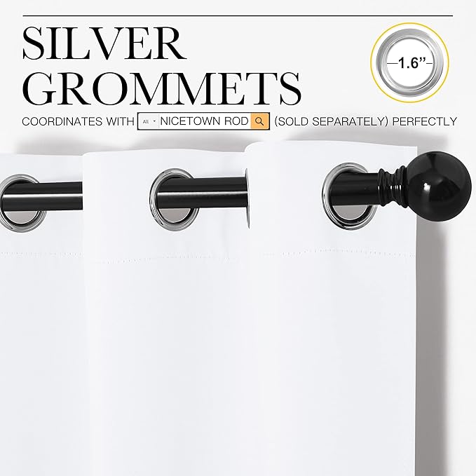 NICETOWN Draperies Curtains Panels, Blocking Out 50% Sunlight Window Treatment Curtains, Small Window Drapes for Bedroom (2 Panels, 55 by 68, White)