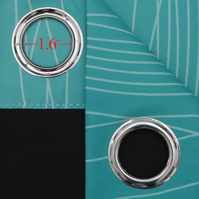 Estelar Textiler Teal and Greyish White Blackout Curtains 54 Inch Length, Light Blocking Gradient Grommet Drapes for Living Room, Thermal Insulated Ombre Curtains for Bathroom,42Wx54L,2 Panels
