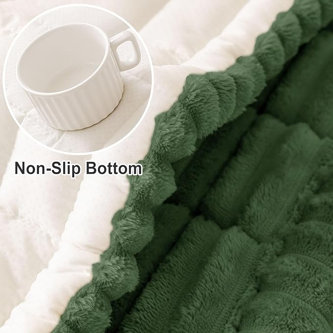 hyha Couch Covers for Dogs Washable, Non Slip Plush Dog Sofa Protectors, Fuzzy Pet Couch Covers for 3 Cushion Sofa Pet Friendly (Dark Green, 27.6" x 27.6")