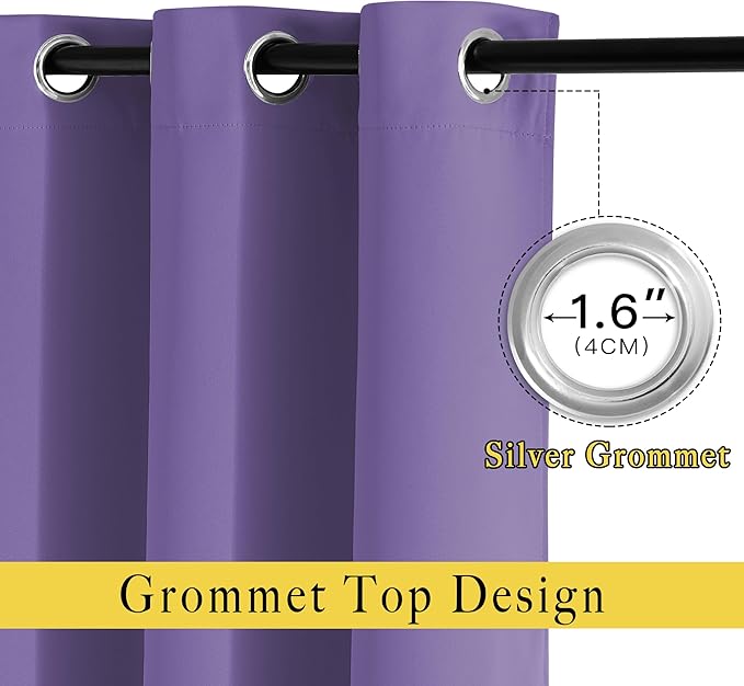 NICETOWN Lilac Purple Blackout Curtains for Bedroom (1 Pair, 52 x 84 inches), Farmhouse Thermal Insulated Room Darkening Drapes for Windows