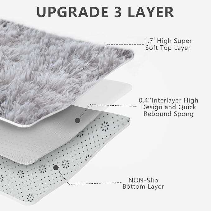 Shag Area Rugs for Bedroom Living Room,6X9 Ultra Soft Fluffy Area Rugs for Dorm, Indoor Carpet Nursery Rugs for Kids Room Home Decor,Tie-Dye Grey