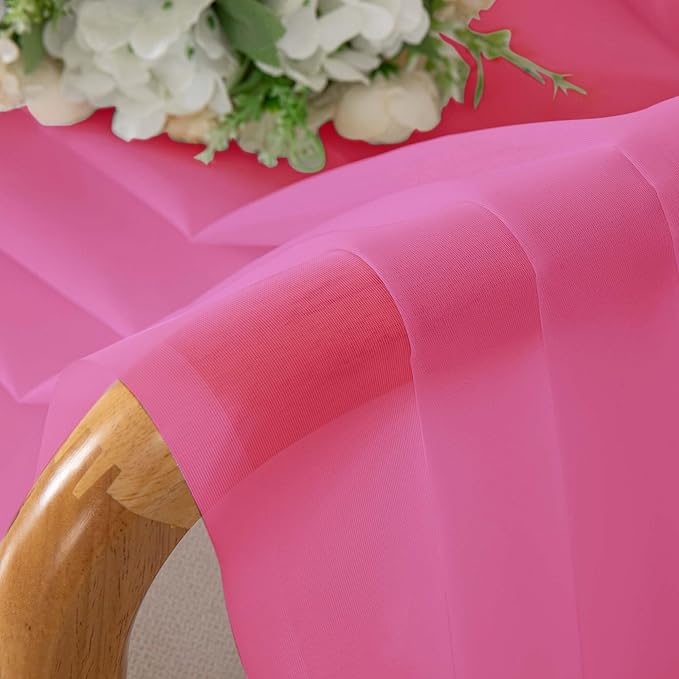 OVZME Sheer Curtains 84 Inches Long 2 Panels Set, Light Filtering Transparent Lightweight Soft Window Treatment Panels for Study Room Living Room Guest Room, Each 42W x 84L Inches, Hot Pink
