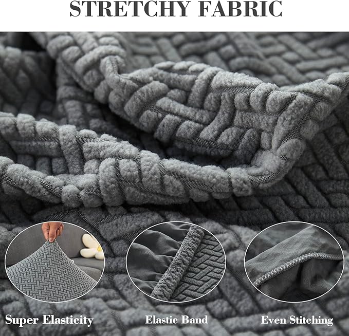 Couch Cushion Covers Sofa Covers Couch Covers for Sofa Pet Friendly Universal Sofa Covers Washable Stretch Slipcovers for Sectional Sofa (Texture Gray,Large Single Seat Cover)