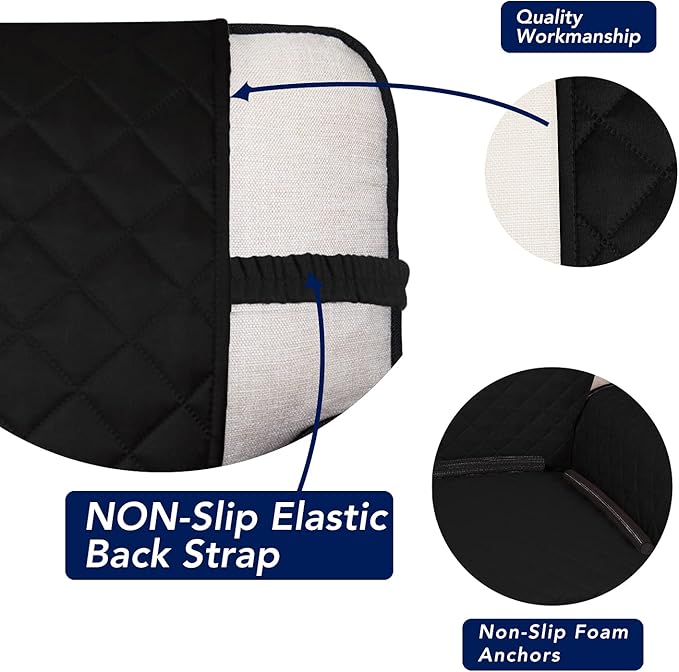 PureFit Reversible Quilted Sofa Cover, Water Resistant Slipcover Furniture Protector, Washable Couch Cover with Non Slip and Elastic Straps for Kids, Pets (Chair, Black/Black)