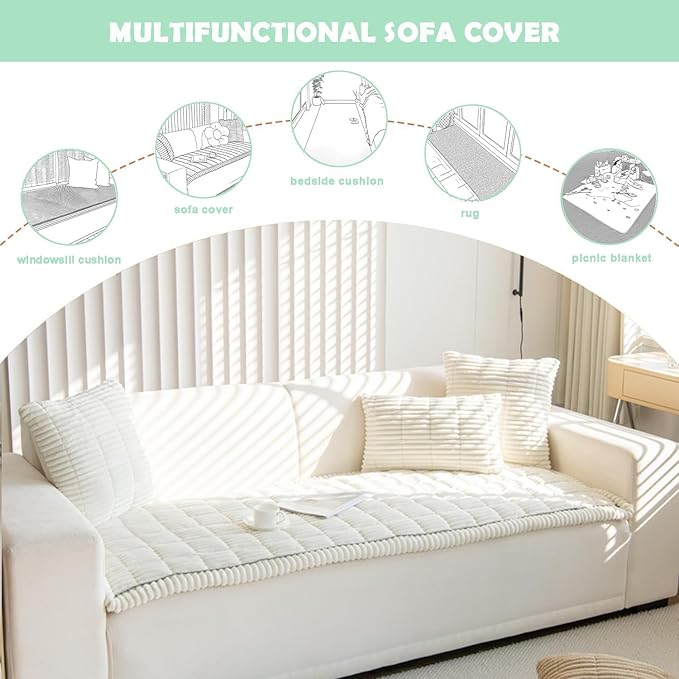 ZQFFB Pet Couch Cover Dogs Washable Non-Slip Couch Protector Pet Friendly Dog Mat for Couches and Sofas