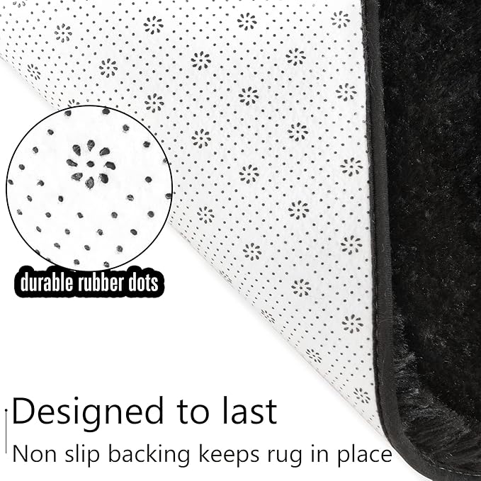 LOCHAS Ultra Soft Indoor Modern Area Rugs Fluffy Living Room Carpets for Children Bedroom Home Decor Nursery Rug 4x6 Feet, Black
