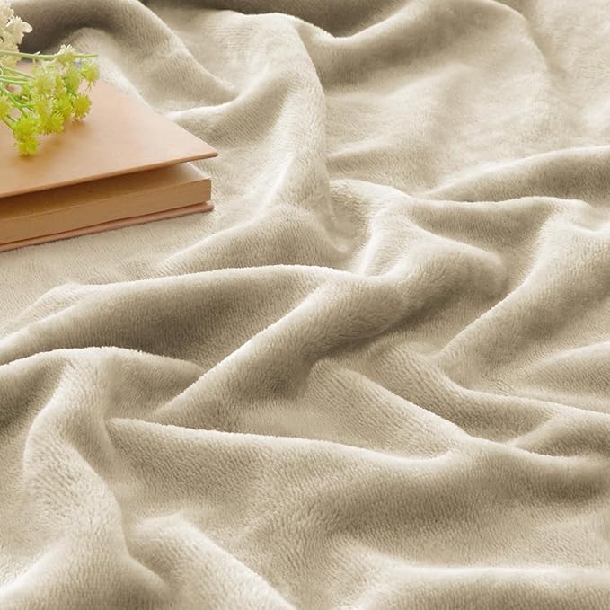 BEDELITE Fleece Blanket Linen Throw Blankets for Couch & Bed, Luxury Plush Cozy Fuzzy Blanket 50" x 60", Super Soft Warm Lightweight Throw Blanket for Travel Camping